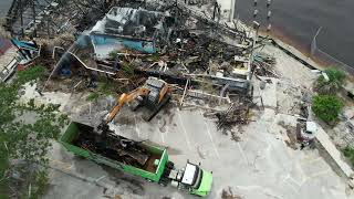 Drone video: Demolition of the Boathouse Tiki Bar& Grill at the Cape Coral, Florida Yacht Club