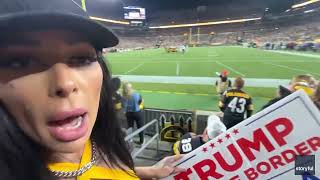 Woman Runs Onto Field With Pro-Trump Sign During Jets-Steelers Game screenshot 4