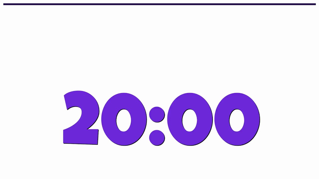 20 Minute Classroom Timer | White Background, Purple Text (Low Distraction)