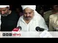 Moments before former indian mp atiq ahmed shot dead live on tv  bbc news