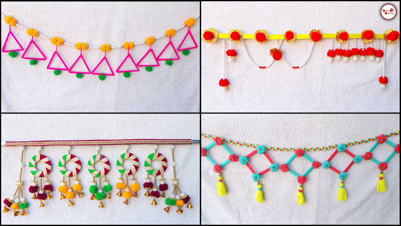 ऊन और लेस से बनाई दरवाजे के लिए तोरण || HANDMADE EASY TORAN IDEA #BESTOUTOFWEST