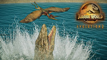 MOSASAURUS DRAGS PTERANODON INTO THE WATER!