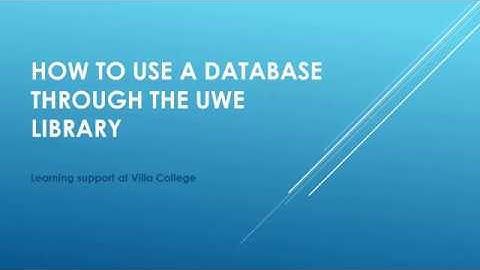 Search databases through UWE library