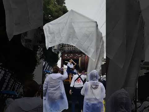 2024 静岡県 牧之原市 静波 服織田神社祭典 3日目 東五丁目子供屋台 神社横を進行中