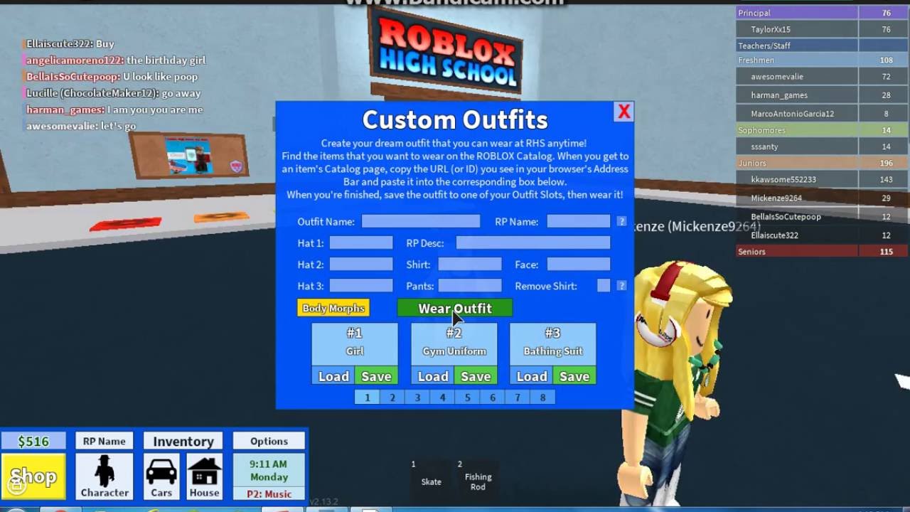 Character Codes Roblox High School Youtube - roblox character commands