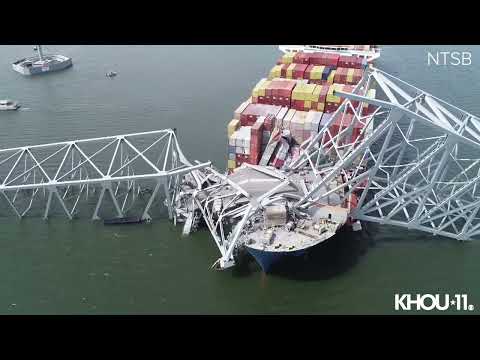 Baltimore bridge collapse: NTSB releases drone video over Francis Scott Key Bridge