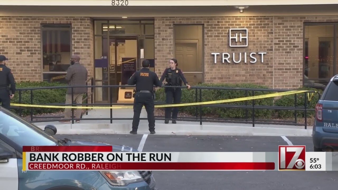 Police K-9 teams seek Raleigh armed bank robbery suspect - YouTube