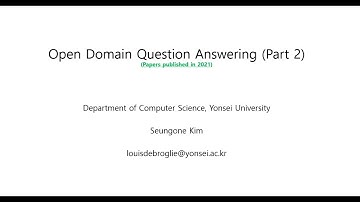 [Yonsei NLP Study S3] Open Domain QA (Part 2)