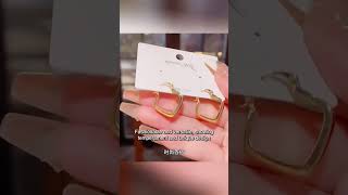 【饰界玩家】百搭复古红色几何菱形耳扣精致时尚简约设计感耳圈气质耳饰品