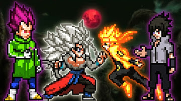 Xeno Goku V2 OP(All Form) & Vegeta DBS OP VS Naruto V2 OP(All Form & Sasuke Indra OP in Jump #mugen