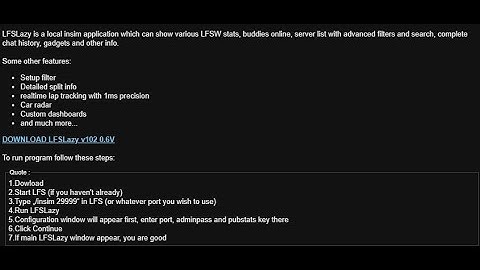 LFS - LAZY 0.6V E Tutorial de instalaçao e configuraçao das minhas cameras !!