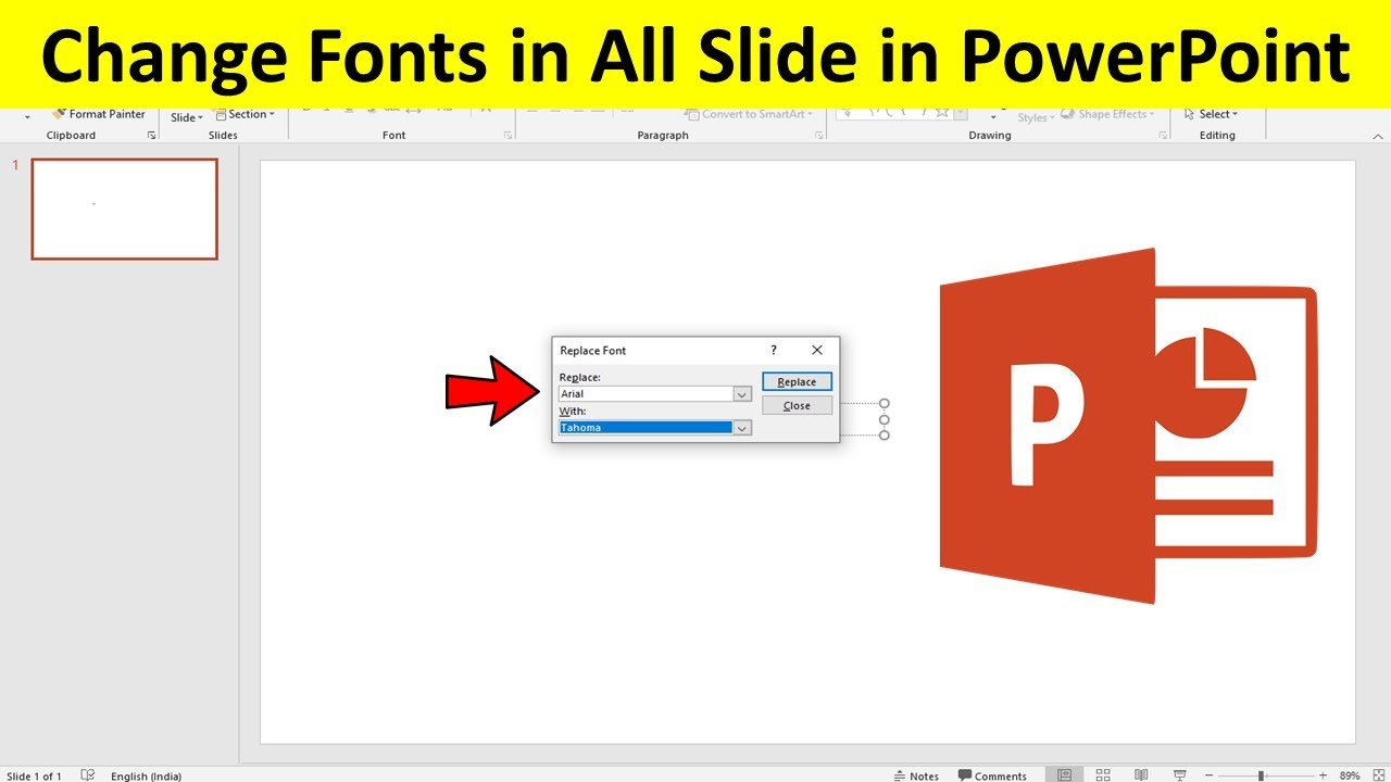 powerpoint change presentation font