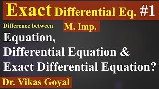 Exact Differential Equation 1 (V.Imp) in Hindi  | Ordinary Differential Equations of First Order