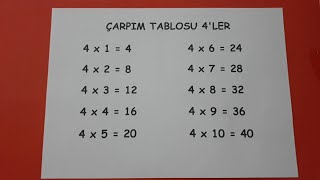 Çarpım tablosu 4'ler ezberleme çalışması  @Bulbulogretmen  #matematik #carpımtablosu