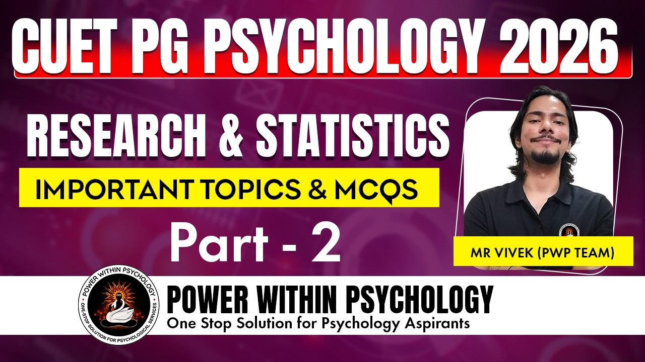 CUET PG Psychology 2026 | Research Methods & Statistics Important Topics + MCQs | Part 2