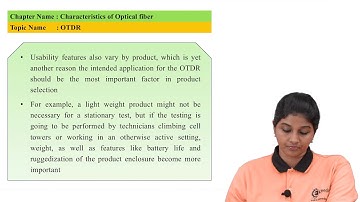 OTDR - Characteristics of Optical Fiber - Fiber Optic Instrumentation