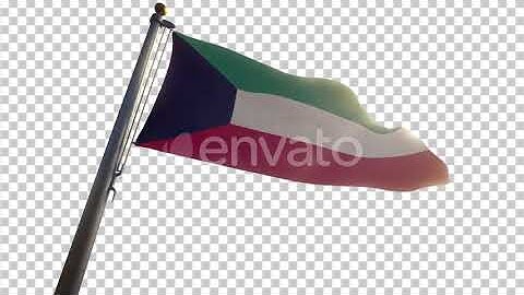 Kuwait Flag on a Flagpole with Alpha-Channel | Motion Graphics - Envato elements