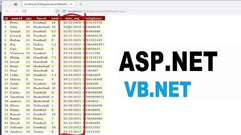 Asp.net tutorial: change date format in gridview using code  in asp. net(VB.net)