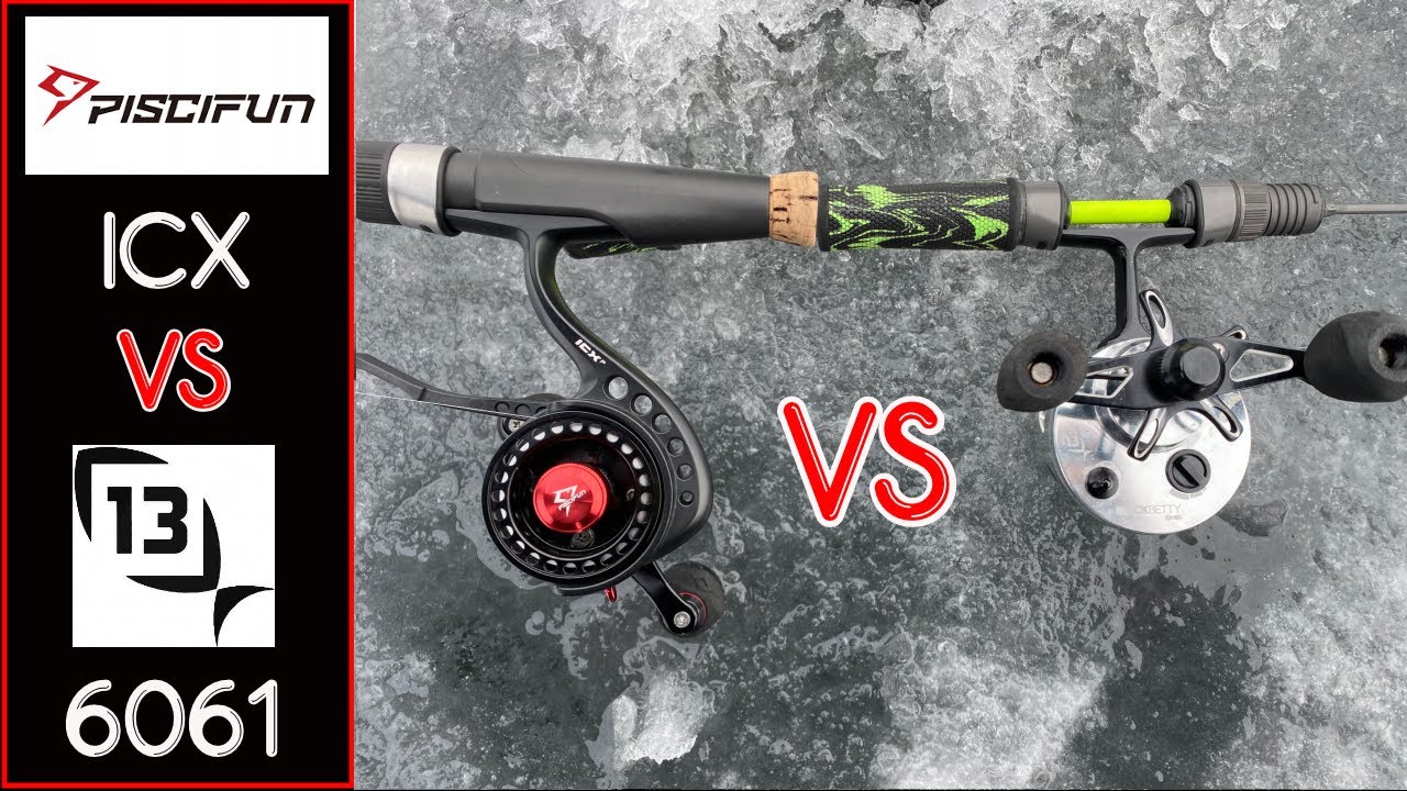 PISCIFUN ICX Inline Vs 13 FISHING Black Betty 6061. Which One I like  Better. Inline Ice Reels. 