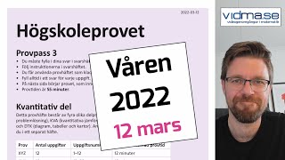 Högskoleprovet, Våren 2022, 12 mars. Provpass 3 Kvantitativ del. (KORRIGERING upg 26).