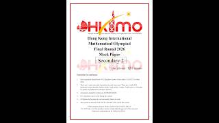 HKIMO Final Round 2026 Warm-Up Secondary 2