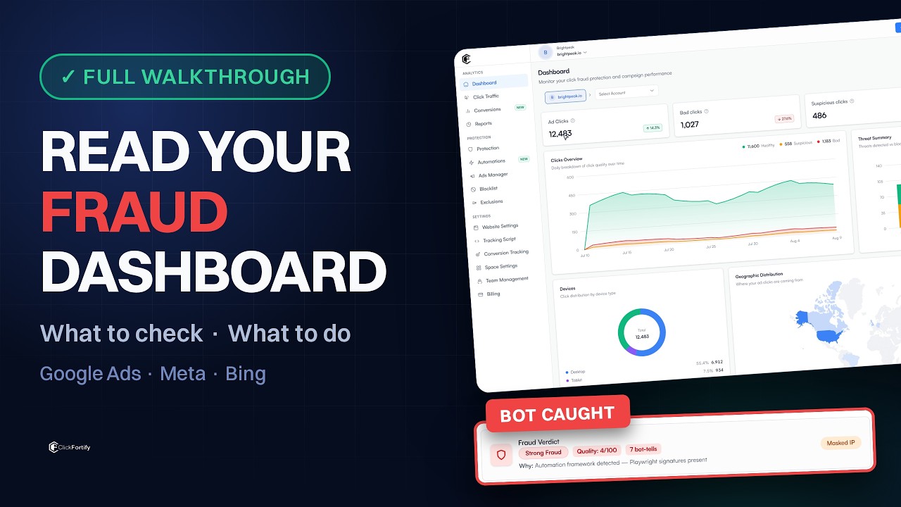 How to Read Your Click Fraud Dashboard — ClickFortify Full Tour