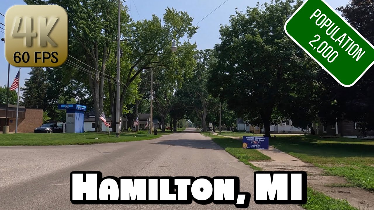 Driving Around Small Town Hamilton, Michigan in 4k Video