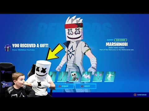 Marshmello Surprising 8 Year Old Kid Giving Him New Melloverse Bundle. New Marshmello Skins Today