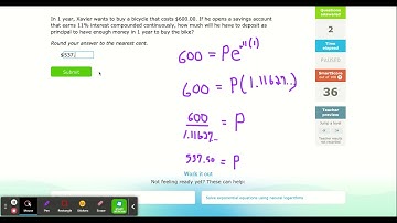 IXL - Continuously compounded interest: word problems (Algebra 2 practice)
