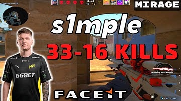 CSGO POV s1mple (33-16) Mirage 𝙒𝙞𝙣 (16-12) / Faceit 07.01.2023