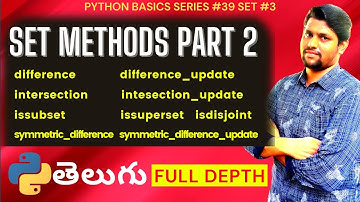 #39 Python Set Methods In Telugu  Part 2 | Python Set in Telugu | #Python Series In Telugu