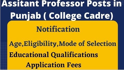 Assitant Professor Posts in Punjab 2021 l College Cadre l Detailed Notification l How to  Apply