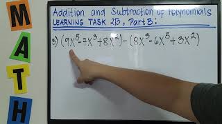 TAGALOG: Addition and Subtraction of Polynomials, Learning Task 2B: Subtraction #TeacherA