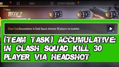 [Team Task] Accumulative: In Clash Squad eliminate 30 players via headshot free fire