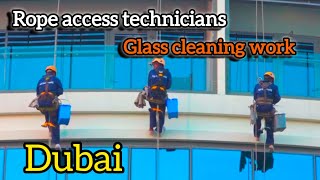 Rope access level 1 window cleaning dubai Rope access glass cleaning work