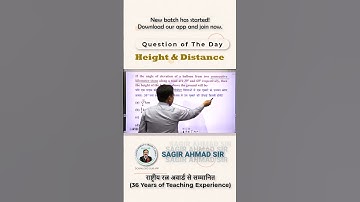 Height & Distance Important Question Solve | Maths & Reasoning By Sagir Ahmad Sir