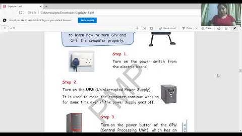 Class 1 Ch 4 Turning off and on a computer