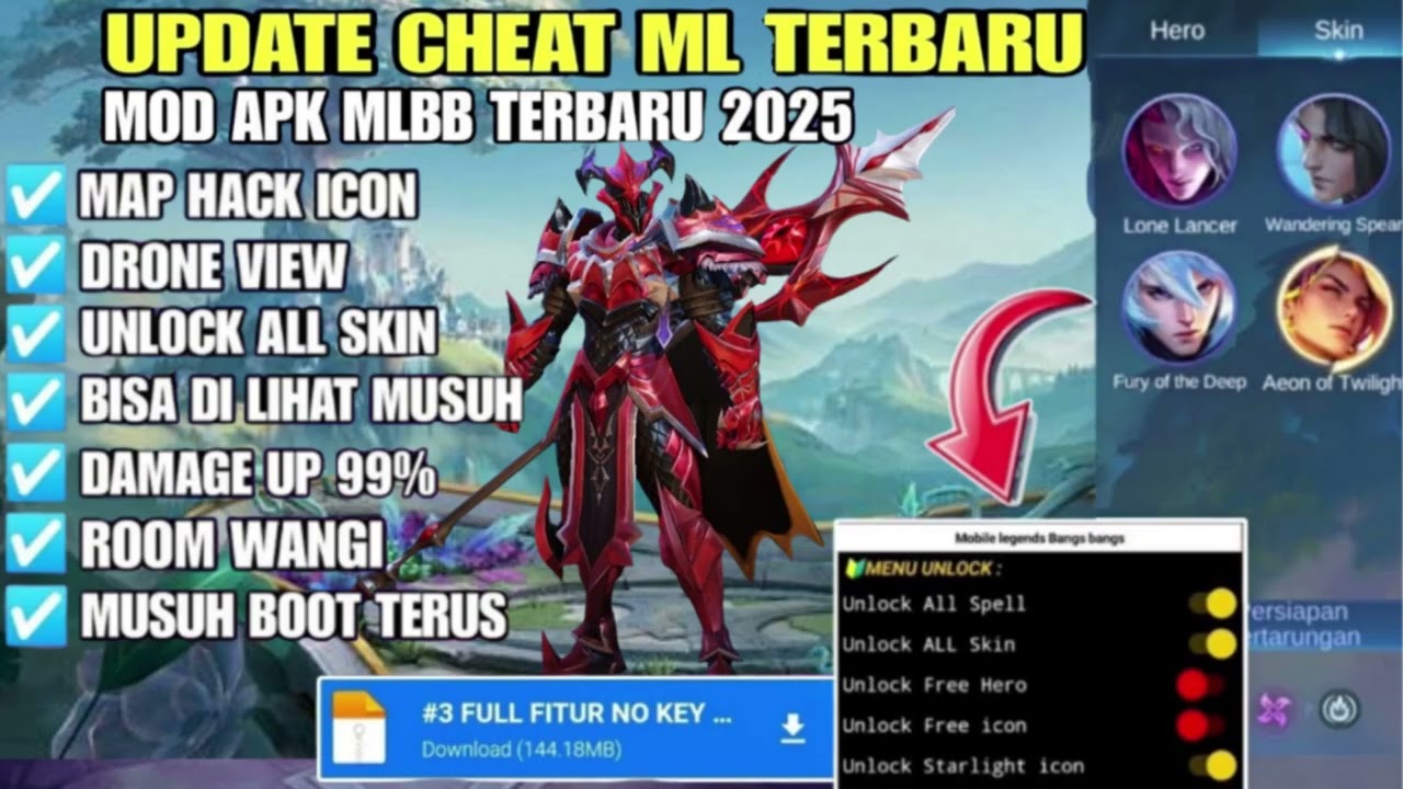 CHEAT ML AUTO AIM ｜｜ MOD MENU MOBILE LEGENDS 2026 ｜｜ AUTO AIM ALL HERO + MAP HACK + UNLOCK ALL SKIN