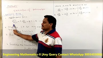 Lecture-4 Second Order Differential Equation-Variation of parameter method in Hindi