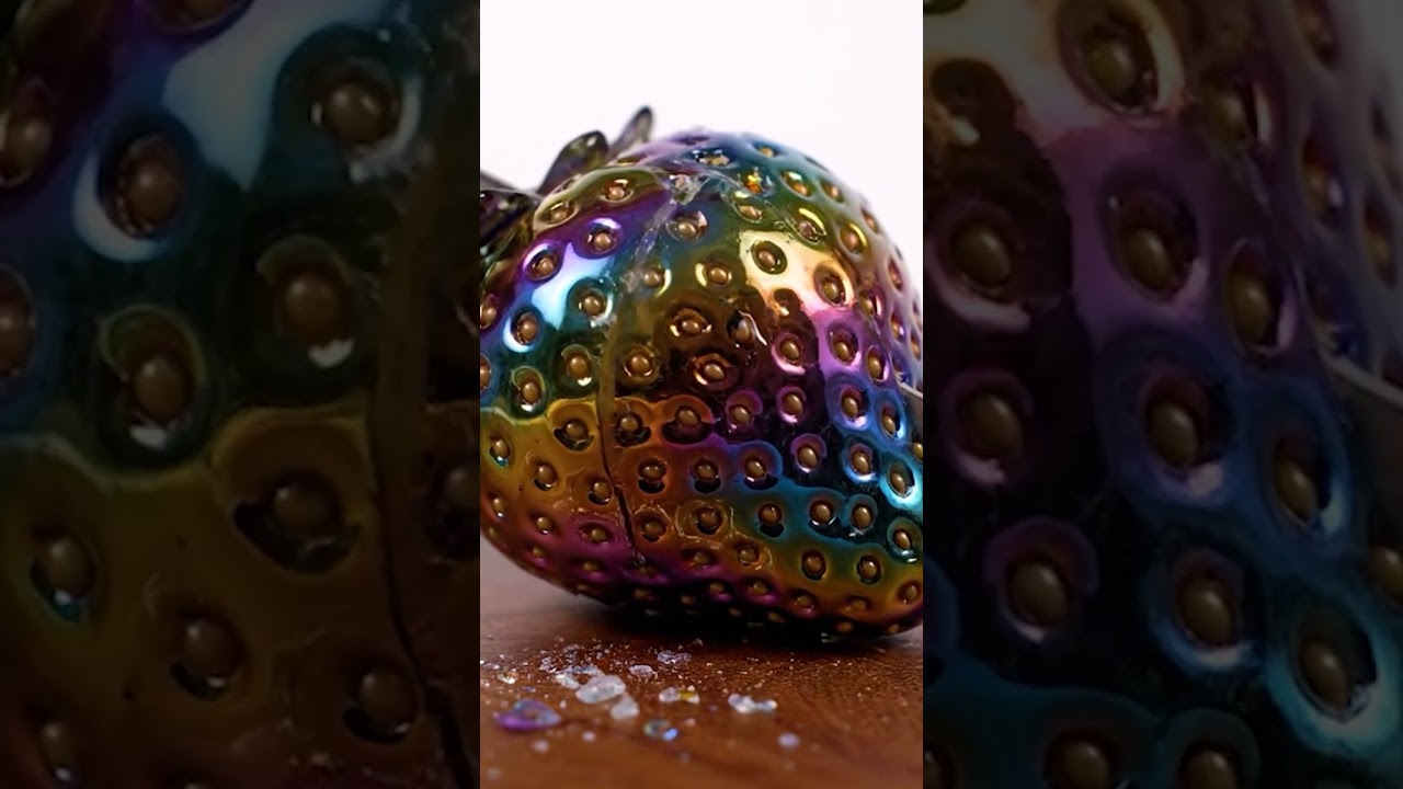 🍓 Satisfying Glass Strawberry Cut in Slow Motion! 🔪✨ 