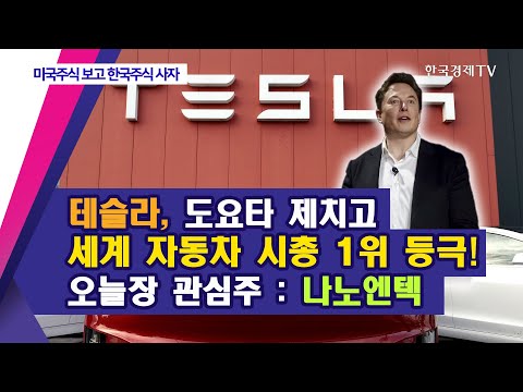 테슬라, 도요타 제치고 세계 자동차 시총 1위 등극...오늘장 관심주 : 나노엔텍 / 미국주식보고 한국주식사자 / 한국경제TV