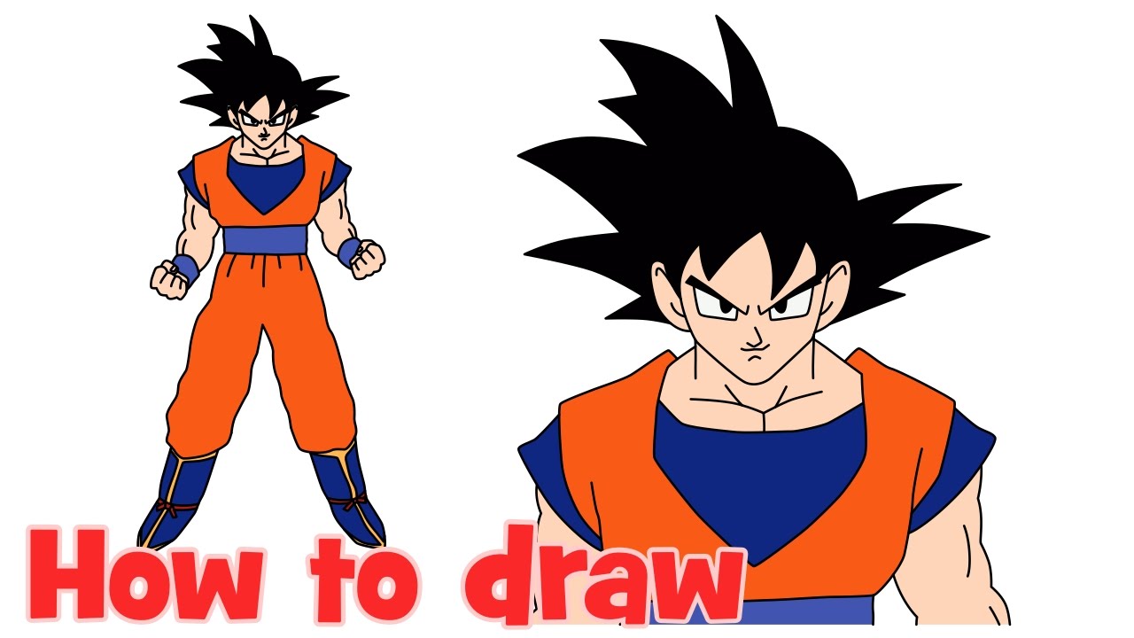 How to draw Goku from Dragon Ball Z full body step by step ...