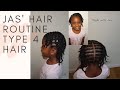 Haircare Routine for kid&#39;s Type 4 natural hair | SIMPLE CORNROW HAIRSTYLE