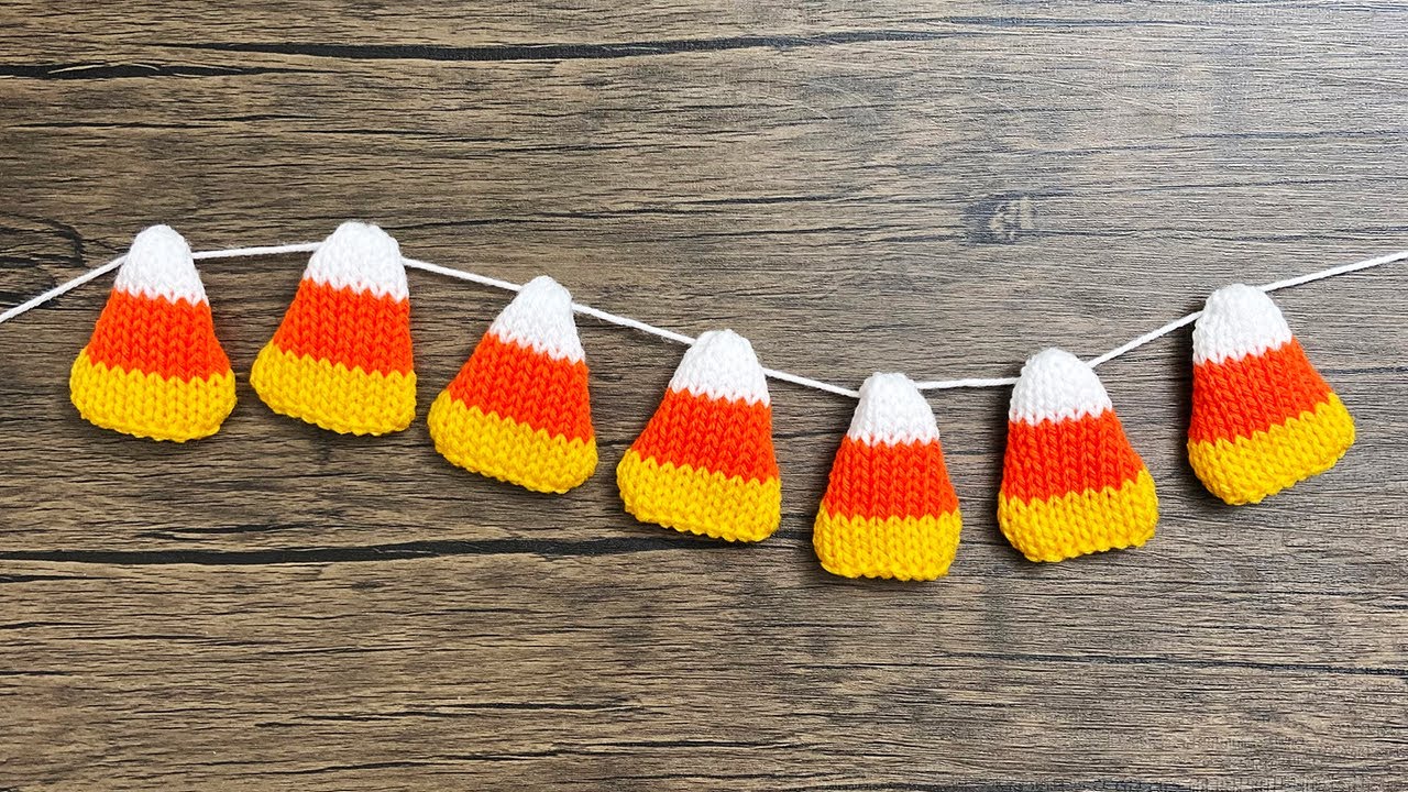 How to Knit a Candy Corn Halloween Garland with a Knitting Machine!