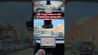 FSD 14.2.2.3 adjusts to SUV on hazard and parking SUV. Jollibee Test #teslafsd #fsd #fsdbeta