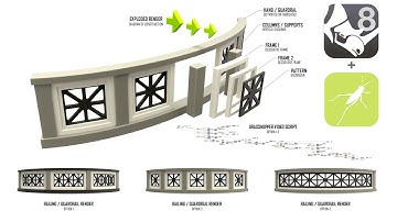 Parametric Architecture Guardrail/ Handrail/ Divider From base Curve using Grasshopper for Rhino 3D