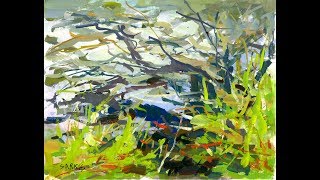 Artist Sarkis Antikajian's Landscape TIMELAPSE Gouache Painting Demo: "Bank By The Stream"