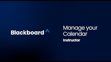 Manage your Calendar in Blackboard - Instructors
