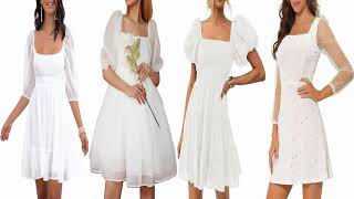 Stunning And Elegant Trendy square neck white mini dress Ideas 2023
