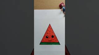 How to make a Watermelon with Triangle Shape🍉🔺👩‍🎨 #artforkids #shapedrawing #triangle